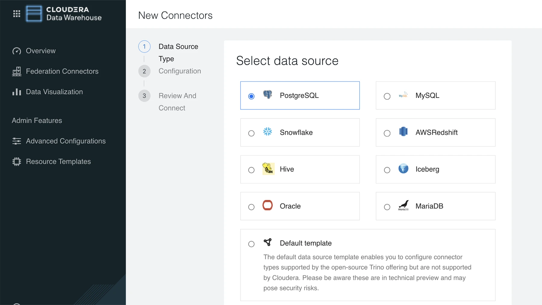 Zrzut ekranu produktu Cloudera Data Warehouse Connectors