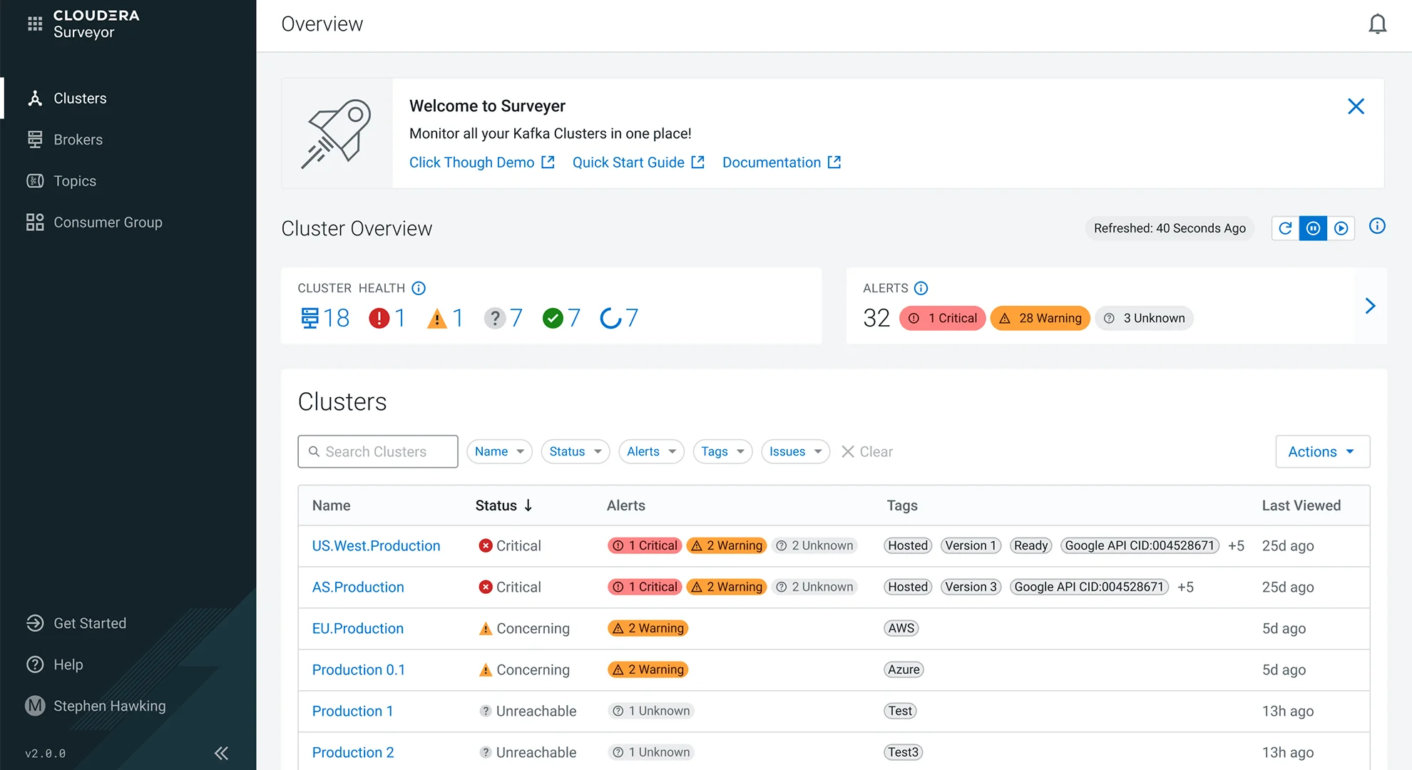 Produkt Streaming Surveyor — zrzut ekranu
